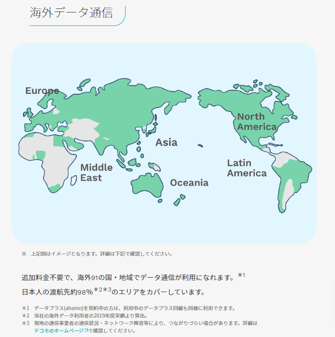 ahamoの海外データ通信の画像